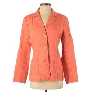 ✨Eddie Bauer 100% Linen Coral Single Breasted
Classic 3-Button Blazer✨